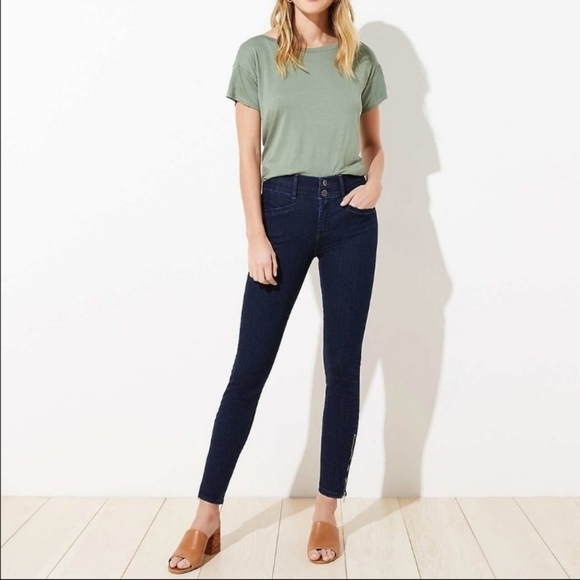 LOFT Ankle Zip Skinny Slim Pockets Jeans - Picture 1 of 12